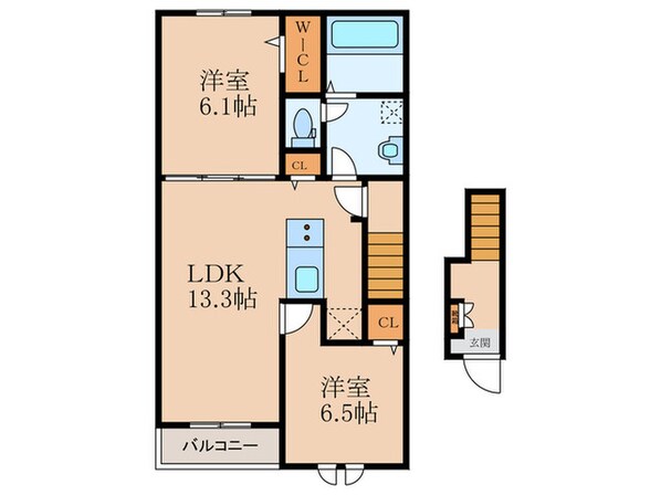 ラフレシール葛原Ⅱの物件間取画像